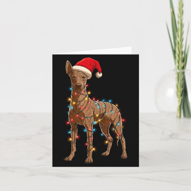 Funny Xoloitzcuintli Christmas Graphic Dog Lights  Card (Front)