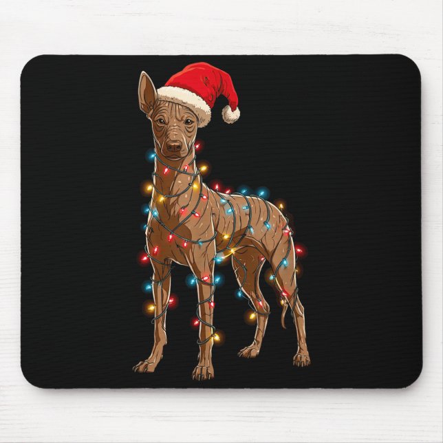 Funny Xoloitzcuintli Christmas Graphic Dog Lights  Mouse Mat (Front)