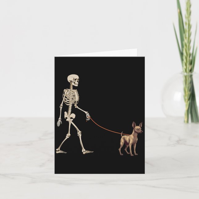 Funny Xoloitzcuintli Xolo Skeleton Dog Walking Card (Front)