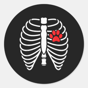 Funny Xray Halloween Costume Rib Cage Skeleton Dog Classic Round Sticker