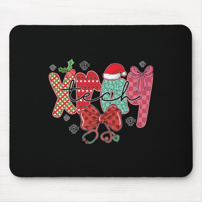 Funny Xray Tech Christmas Women Coquette Bow Radio Mouse Mat (Front)