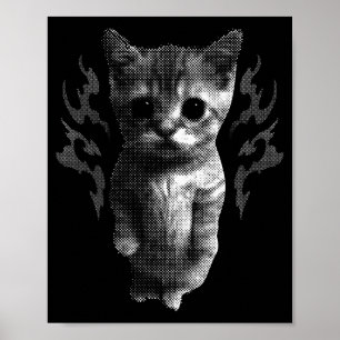 Funny Y2k Retro Cat Silly Vintage Kitten Meme Cat Poster