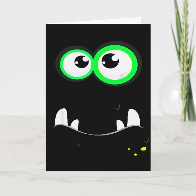 Funny Y Monster Eyeball Face Easy Christma Costume Card (Front)