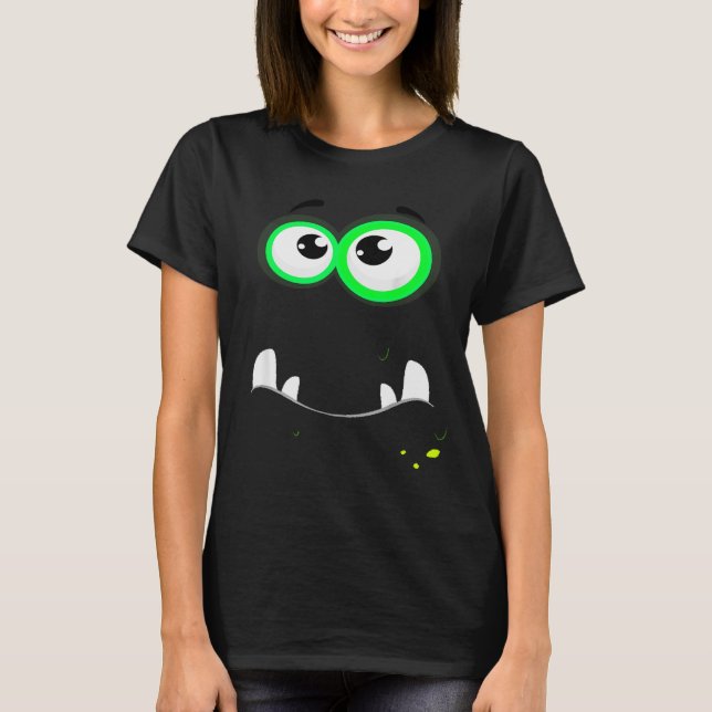 Funny Y Monster Eyeball Face Easy Christma Costume T-Shirt (Front)