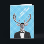 Funny Yarmulke Happy Hanukkah Deer Blue Plaid Holiday Card<br><div class="desc">Funny Yarmulke Happy Hanukkah Deer Blue  This quirky buck will make a handsome addition to anyone's hearth.  Personalise the inside now or handwrite a message later for that personal touch!</div>