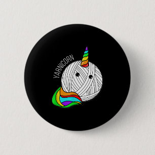 Funny Yarn Art Unicorn - Yarn Horn Crochet Picture 6 Cm Round Badge