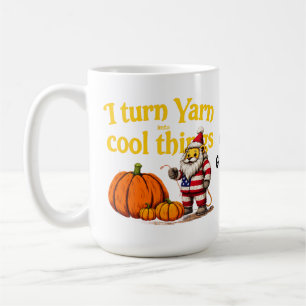 Funny Yarn Lover Gnome With Pumpkins Knitting Coffee Mug
