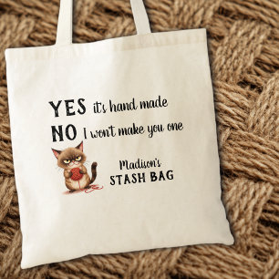 Funny Yarn Lovers Grumpy Cat Knitters Tote Bag