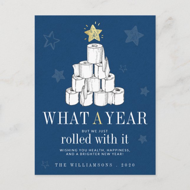 Funny Year 2020 Christmas Tree Toilet Paper Holiday Postcard (Front)
