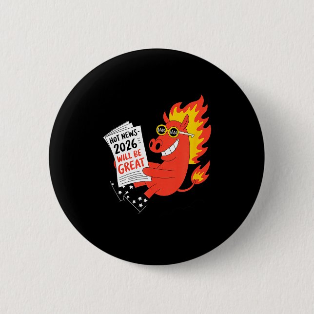 Funny Year Of The Horse – Chinese Zodiac New Year  6 Cm Round Badge (Front)