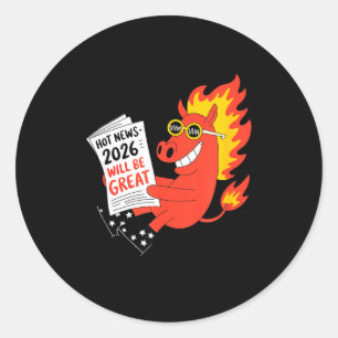 Funny Year Of The Horse – Chinese Zodiac New Year Classic Round Sticker