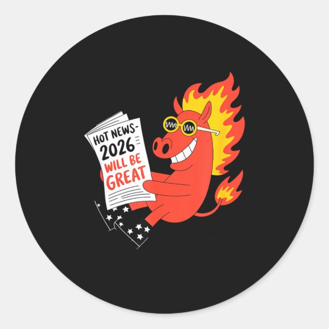 Funny Year Of The Horse – Chinese Zodiac New Year  Classic Round Sticker (Front)