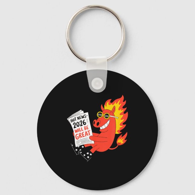 Funny Year Of The Horse – Chinese Zodiac New Year  Key Ring (Front)