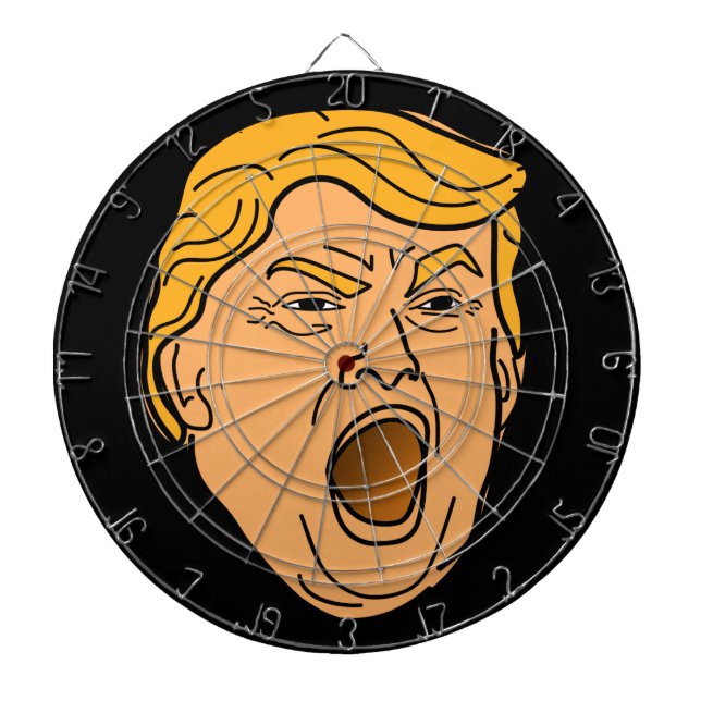 Funny Yelling Angry Donald Trump Face Dartboard (Front)