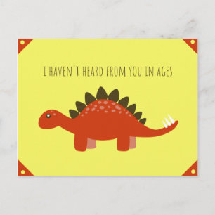 Funny Yellow and Red Orange Dinosaur Illustration Postcard