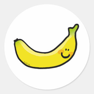 Funny yellow banana classic round sticker