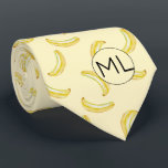 Funny Yellow Banana Illustration Monogram Novelty Tie<br><div class="desc">This fun and fruity yellow banana pattern was created using my hand painted mixed media banana illustration and makes a quirky novelty design for those that don't take life, or their socks too seriously! The muted tone on tone design gives it a slightly retro feel. Personalise with your initials. Original...</div>