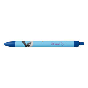 Funny yellow billed hornbill safari bird cartoon black ink pen