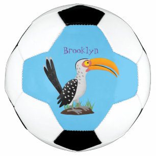 Funny yellow billed hornbill safari bird cartoon football