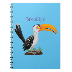 Funny yellow billed hornbill safari bird cartoon notebook