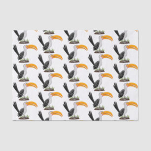 Funny yellow billed hornbill safari bird cartoon tissue paper