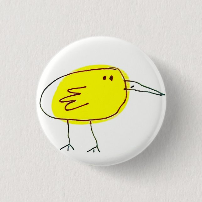 Funny Yellow Bird Doodle  3 Cm Round Badge (Front)