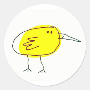 Funny Yellow Bird Doodle Classic Round Sticker