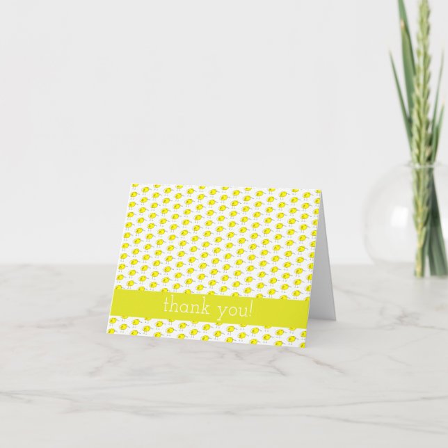 Funny Yellow Birds Thank You Folded Note Card (Front)