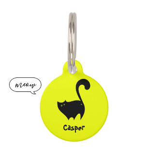 Funny Yellow Black Cat Butt Illustration Pet Tag