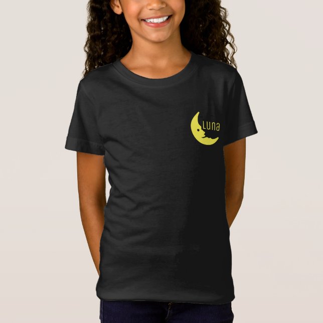 Funny Yellow Black Half Moon Luna Typography T-Shirt (Front)
