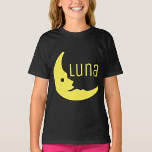 Funny Yellow Black Half Moon Luna Typography T-Shirt