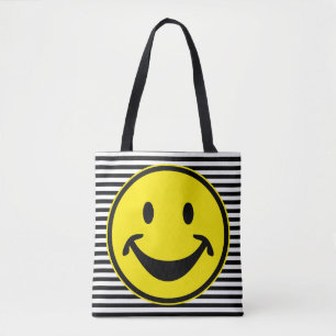 Funny yellow & black narrow stripes tote bag