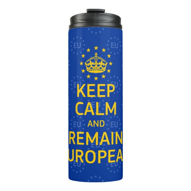 Funny Yellow Blue Keep Calm Crown Europe Art Thermal Tumbler (Front)