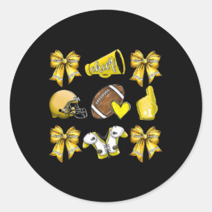 Funny Yellow Cheer Coquette Football Mom Women Gir Classic Round Sticker