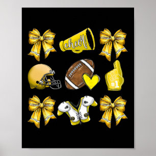 Funny Yellow Cheer Coquette Football Mum Women Gir Poster