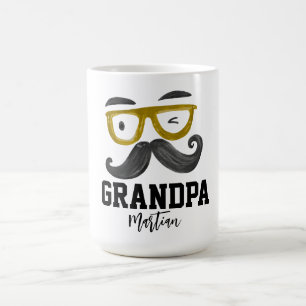 Funny yellow classes and moustache Custom  Grandpa Coffee Mug