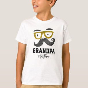 Funny Yellow Classes And Mustache Custom Grandpa  T-Shirt