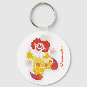 funny yellow clown with your name key ring
