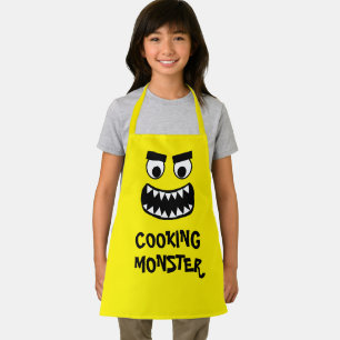 Funny yellow cooking monster craft apron for kids