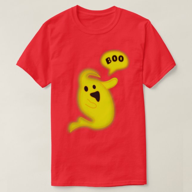 Funny Yellow Dancing Ghost Halloween Party T-Shirt (Design Front)