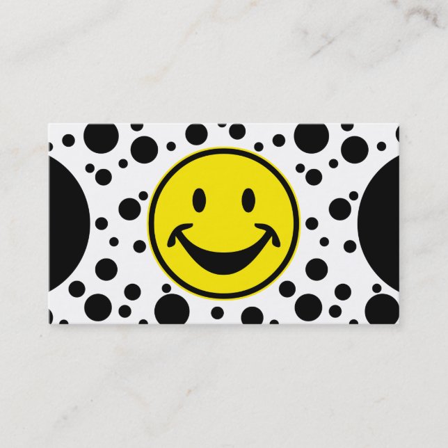 Funny yellow & Dots + your backg. & ideas Business Card (Front)
