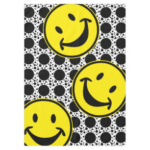 Funny yellow & Dots + your backg. & ideas Tablecloth