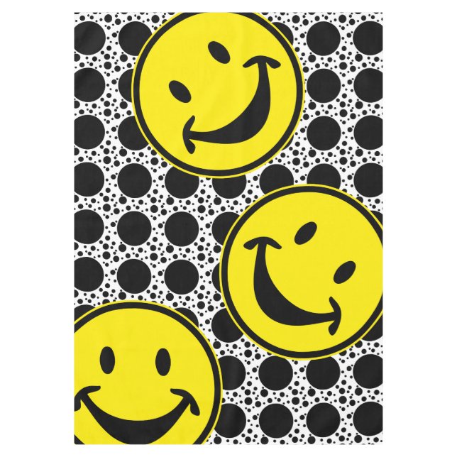 Funny yellow & Dots + your backg. & ideas Tablecloth (Front)