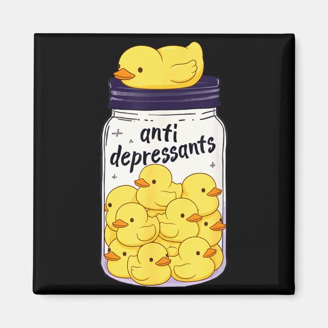 Funny Yellow Duck Anti Depressant Jar Zoo Boys Gir Magnet (Front)