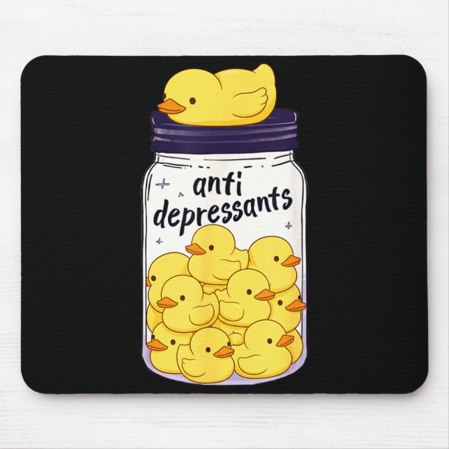 Funny Yellow Duck Anti Depressant Jar Zoo Boys Gir Mouse Mat (Front)