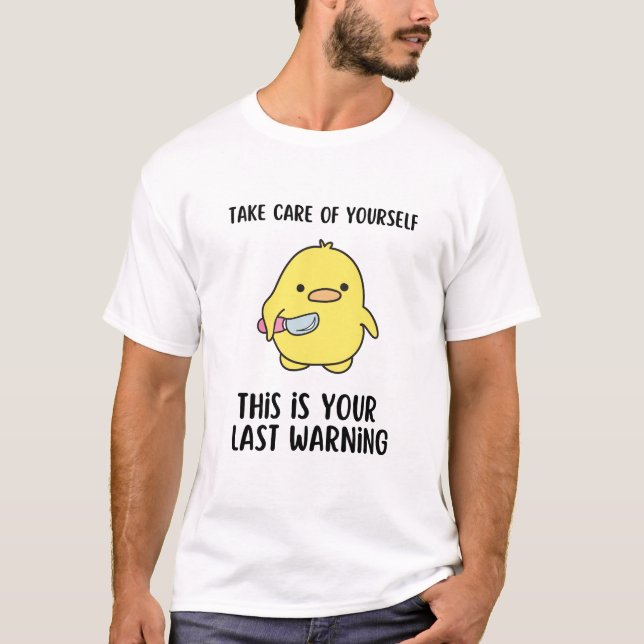 Funny Yellow Duck Caption Saying T-Shirt (Front)