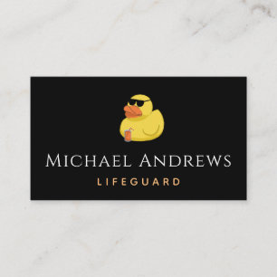 Funny Yellow Duck & Cocktail Lifeguard Beach Theme Business Card