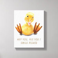 Funny Yellow Duck Playful Wink Canvas Print Smile