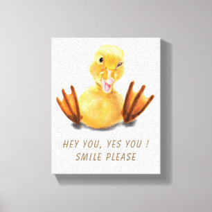 Funny Yellow Duck Playful Wink Canvas Print Smile
