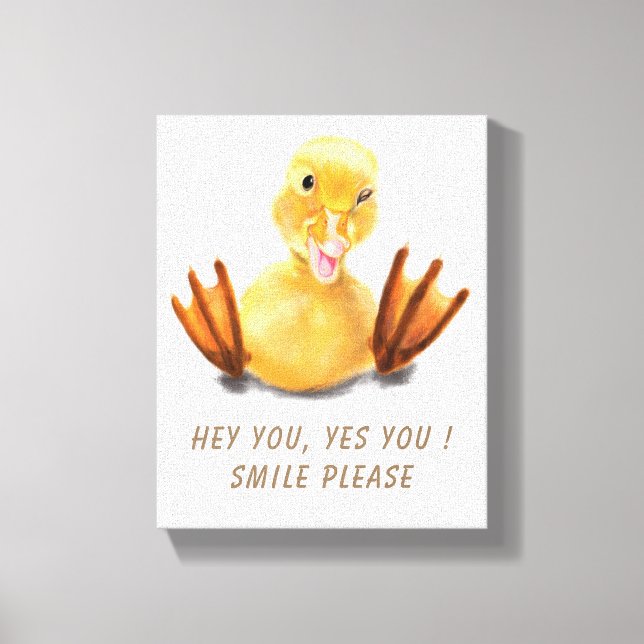 Funny Yellow Duck Playful Wink Canvas Print Smile (Front)